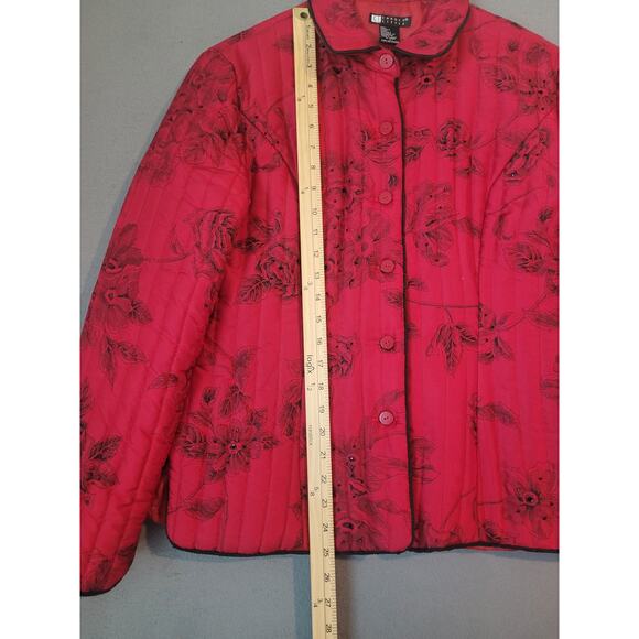 VTG Carole Little Silk Quilted Beaded Jacket Red Black Women’s L EUC - Picture 7 of 7